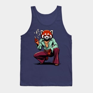 Retro Rebel: 70s Fashion smoking red panda in Shades Tank Top